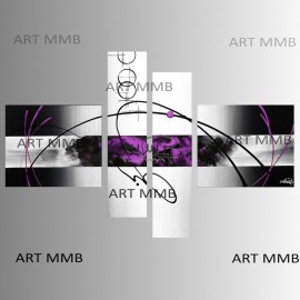 4 Quadri Moderni Astratti "DESTINO - VIOLA"