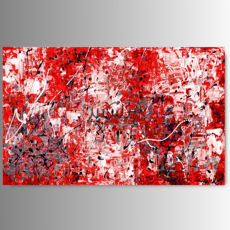 Paul Sinus Art 150 x 50 cm Quadro Astratto Stampato Rosso Nero Grigio Bianco Dipinto 