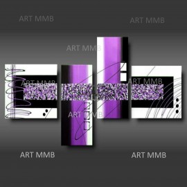 4 Quadri Moderni Astratti "BLACK & PURPLE"