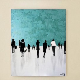 1 Quadri moderni astratti " PROMENADE  BLUE"