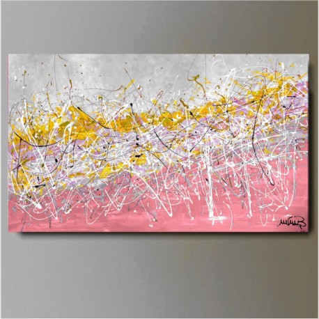 1 Quadri moderni astratti "NEBBIA COLORATA - ROSA"