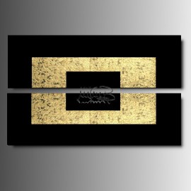 2 Quadri Moderni Astratti "GOLD LUXURY"