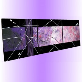 3 Quadri moderni astratti "PURPLE GRAFFITI"