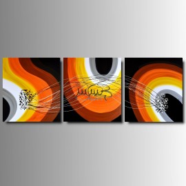 3 Quadri moderni astratti "MELODY - ORANGE"