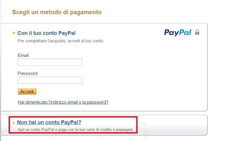 non ho un conto paypal idelshop